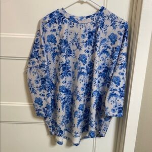 Tuckernuck TNuck Sport Floral Blue Women's Top Sweatshirt Size M/L